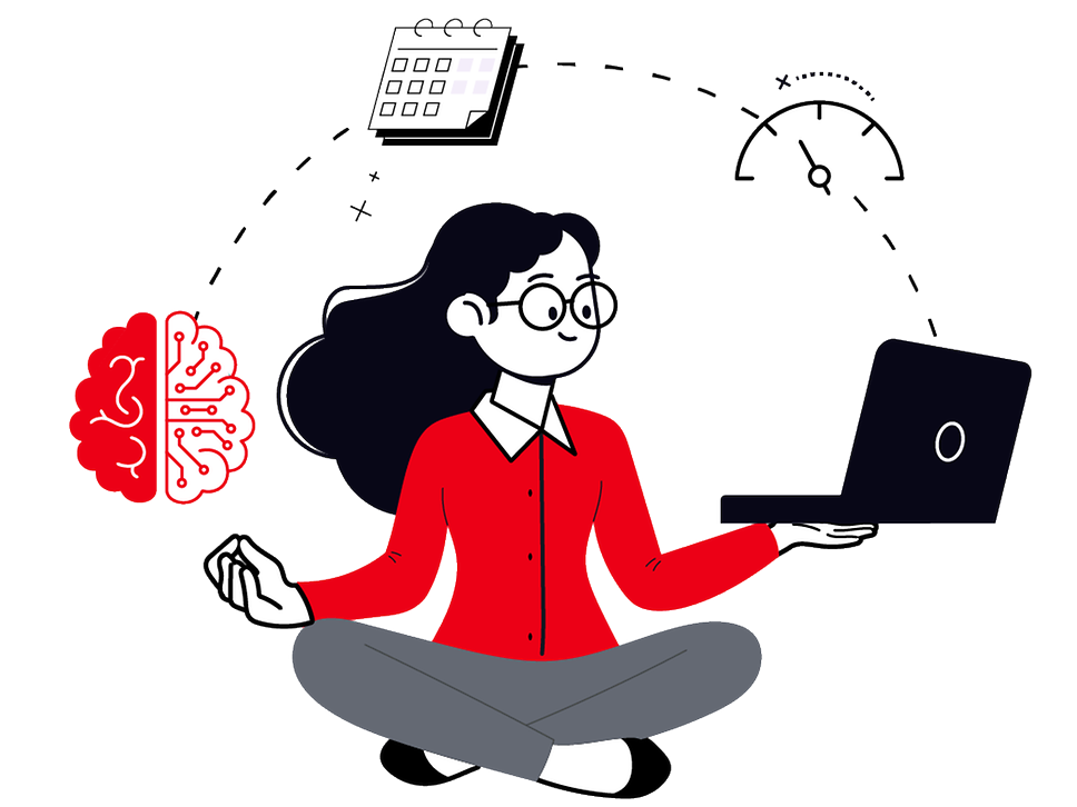 Eine Frau jongliert verschiedene Gegenstände